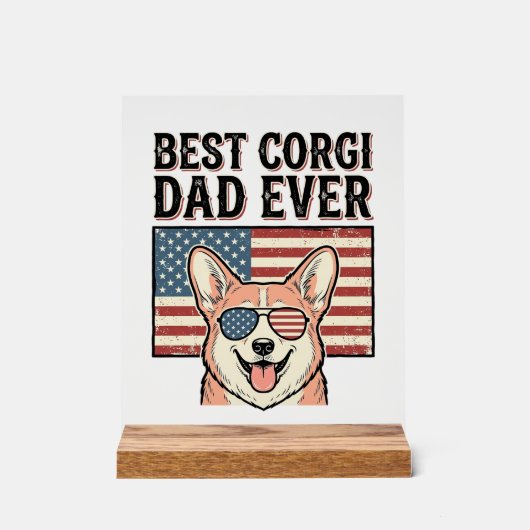 Bester Corgi-Vater Aller Patrioten Vintage Hund-Sh Acrylschild (Vorderseite)