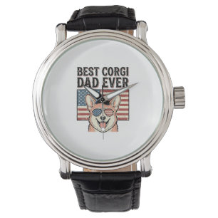 Bester Corgi-Vater Aller Patrioten Vintage-Hund-Sh Armbanduhr