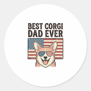 Bester Corgi-Vater Aller Patrioten Vintage Hund Sh Runder Aufkleber