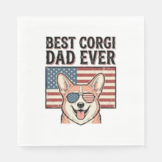 Bester Corgi-Vater Aller Patrioten Vintage Hund-Sh Serviette (Vorderseite)