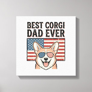 Bester Corgi-Vater Aller Patrioten Vintage-Hundesh Leinwanddruck