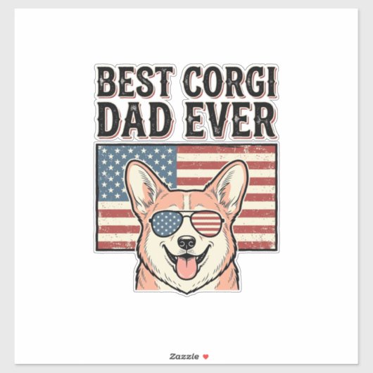 Bester Corgi-Vater Aller Zeiten Patriotisches Vint Aufkleber (Blatt)