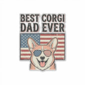 Bester Corgi-Vater Aller Zeiten Patriotisches Vint Aufkleber (Vorderseite)