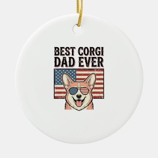 Bester Corgi-Vater Aller Zeiten Patriotisches Vint Keramik Ornament (Vorne)