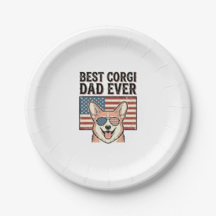 Bester Corgi-Vater Aller Zeiten Patriotisches Vint Pappteller