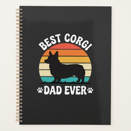 Bester Corgi-Vater Aller Zeiten Retro Hund Planer (Vorderseite)