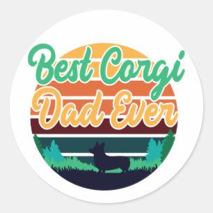 Bester Corgi-Vater Aller Zeiten Retro Vintage Vate Runder Aufkleber