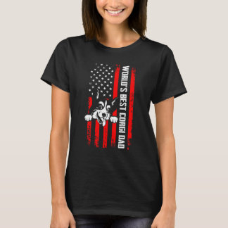 Bester Corgi-Vater der Welt Amerikanische Flagge V T-Shirt