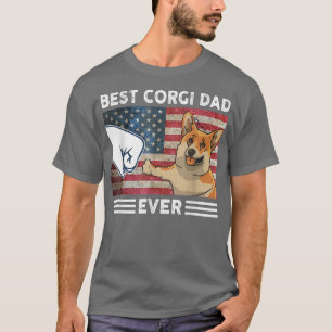 Bester Corgi-Vater je amerikanische Flagge 4. Juli T-Shirt