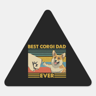 Bester Corgi Vater je Retro Vintager Sonnenunterga Dreieckiger Aufkleber