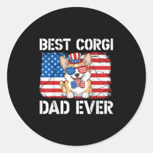 Bester Corgi Vater je US-Flagge Patriotischer Hund Runder Aufkleber