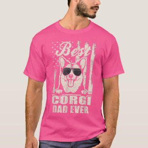 Bester Corgi Vater je Vintager Retro Flag Vater T-Shirt