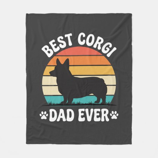 Bester Corgi-Vater überhaupt Retro-Hund Fleecedecke (Vorderseite)
