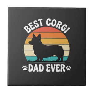 Bester Corgi-Vater überhaupt Retro-Hund Fliese
