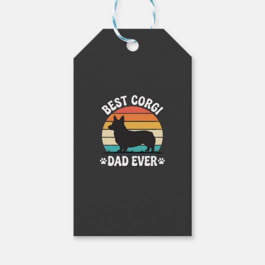 Bester Corgi-Vater überhaupt Retro-Hund Geschenkanhänger (Vorderseite)
