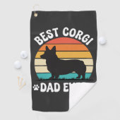 Bester Corgi-Vater überhaupt Retro-Hund Golfhandtuch (Insitu)