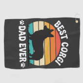 Bester Corgi-Vater überhaupt Retro-Hund Golfhandtuch (Horizontal)