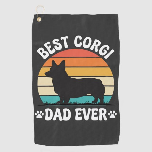 Bester Corgi-Vater überhaupt Retro-Hund Golfhandtuch (Vorderseite)