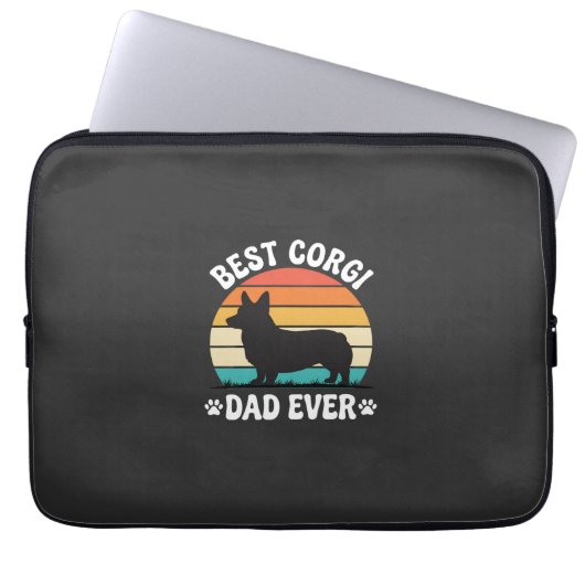 Bester Corgi-Vater überhaupt Retro-Hund Laptopschutzhülle (Vorderseite)