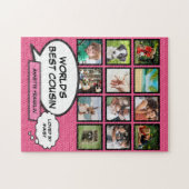 Bester Cousin 12 Foto Collage Pink Fun Comic Puzzle (Horizontal)