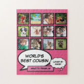 Bester Cousin 12 Foto Collage Pink Fun Comic Puzzle (Vertikal)
