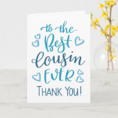 Bester Cousin Danke, Typografie in Blau Karte (Gelbe Blume)