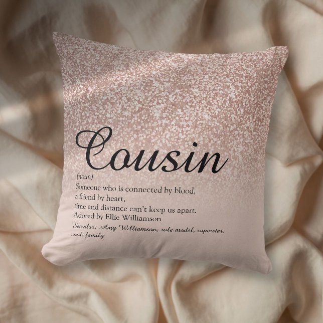 Bester Cousin Definition Rose Gold Glitzer Kissen (Best Ever Cousin Definition Rose Gold Glitter Throw Pillow)