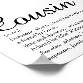 Bester Cousin Definition Skript Schwarz und Weiß Poster (Ecke)