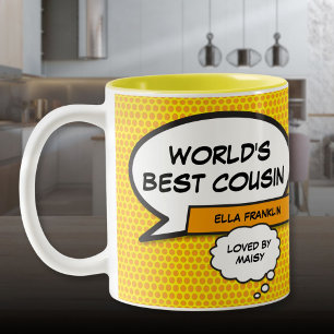 Bester Cousin der Welt Lustiges personalisiertes C Zweifarbige Tasse