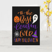 Bester Cousin je Halloween in Orange und Lila Karte (Gelbe Blume)
