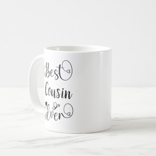 Bester Cousin je Typografie-Script Kaffeetasse (Vorderseite Links)