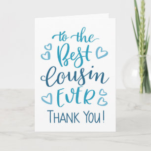 Bester Cousin überhaupt Danke Typografie in Blau Karte