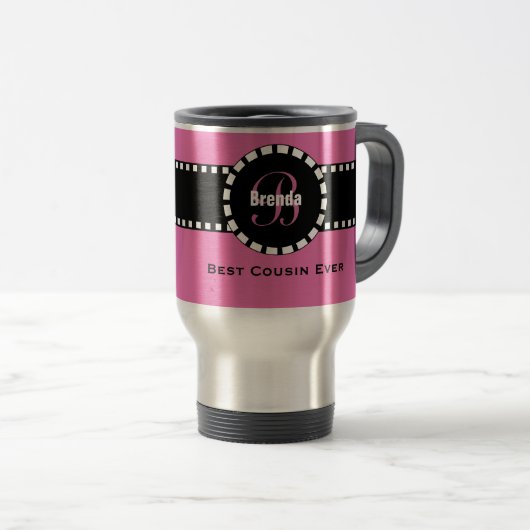 Bester COUSIN überhaupt Monogramm-individueller Reisebecher (VorderseiteRechts)