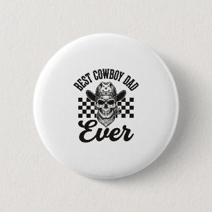 Bester Cowboy-Vater-Totenkopf-Western-Shirt-Design Button