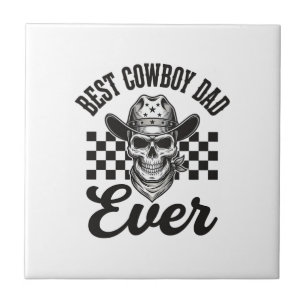 Bester Cowboy-Vater-Totenkopf-Western-Shirt-Design Fliese