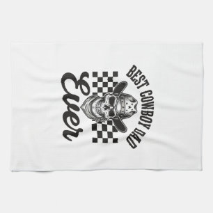 Bester Cowboy-Vater-Totenkopf-Western-Shirt-Design Geschirrtuch