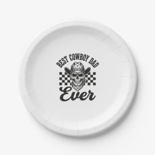Bester Cowboy-Vater-Totenkopf-Western-Shirt-Design Pappteller