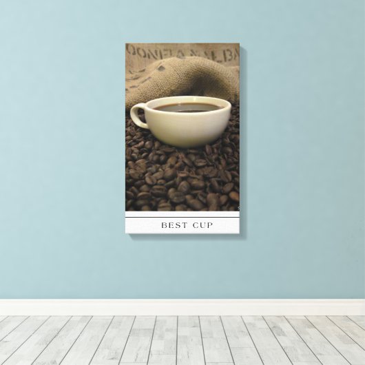 Bester Cup - Kaffee und Bohnen auf Leinwand (Insitu (Holzboden))
