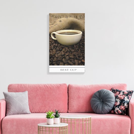 Bester Cup - Kaffee und Bohnen auf Leinwand (Insitu (Wohnzimmer))