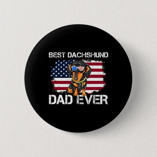 Bester Dachshund-Vater aller Zeiten Patriotischer Button (Vorderseite)