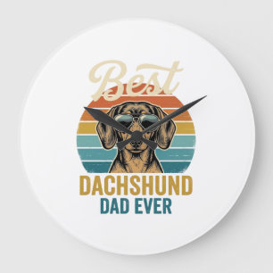 Bester Dachshund-Vater aller Zeiten Vintage-Hunde- Große Wanduhr