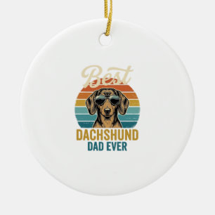 Bester Dachshund-Vater aller Zeiten Vintage-Hunde- Keramik Ornament