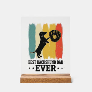 Bester Dachshund-Vater überhaupt Vintage-Baseball- Acrylschild