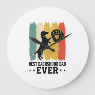 Bester Dachshund-Vater überhaupt Vintage-Baseball- Große Wanduhr