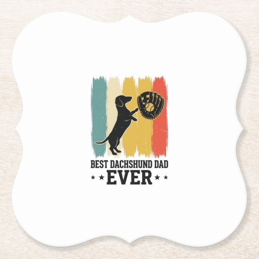 Bester Dachshund-Vater überhaupt Vintage-Baseball- Untersetzer (Vorderseite)
