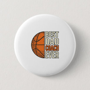 Bester Dad Coach Ever Basketball Vintage Vektor De Button