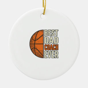 Bester Dad Coach Ever Basketball Vintage Vektor De Keramik Ornament