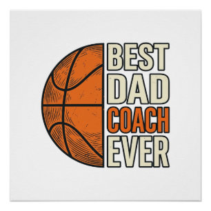 Bester Dad Coach Ever Basketball Vintage Vektor De Poster