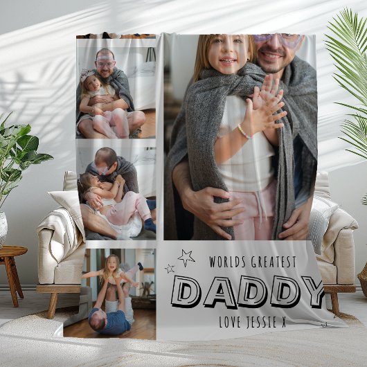 Bester Daddy der Welt Trendige Fotostreifen Fleecedecke