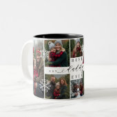 Bester Daddy je 8 Foto Collage Snowflake Holiday Zweifarbige Tasse (Vorderseite Links)